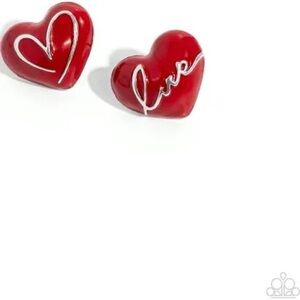 Glimmering Love Red Heart Post Earrings.